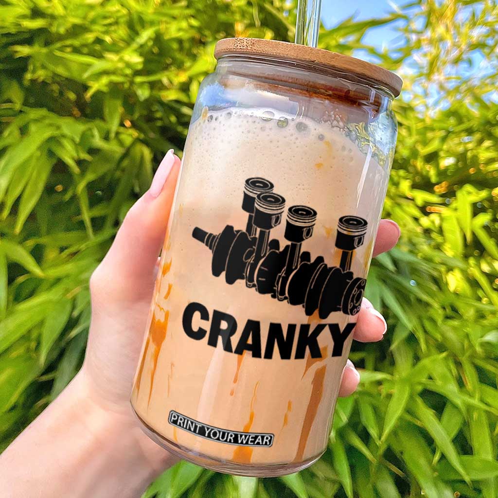 Cranky Car Engine Crankshaft Cars Lover Glass Can Mechanics Father Day TS10 White Print Your Wear