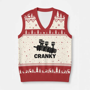 Cranky Car Engine Crankshaft Cars Lover V-Neck Knit Sweater Vest Mechanics Father Day TS10 Beige Red Print Your Wear