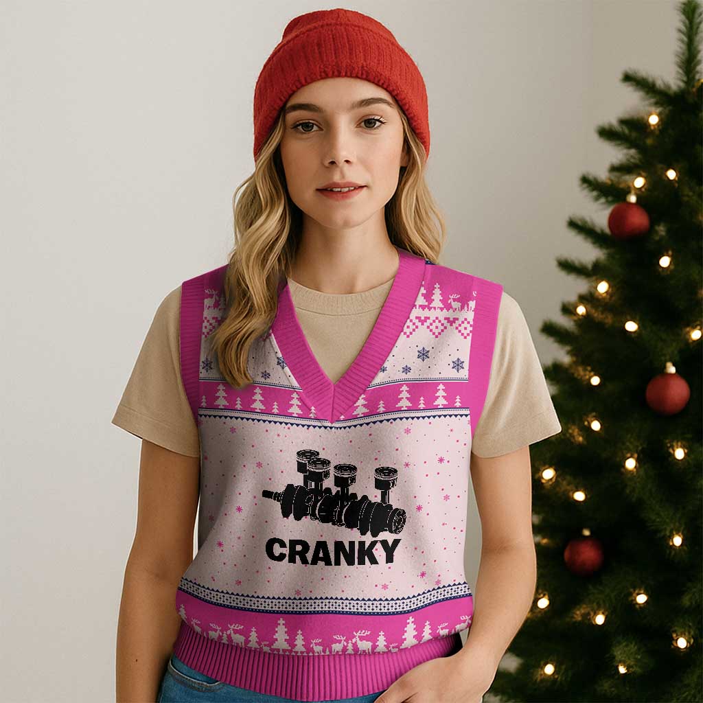 Cranky Car Engine Crankshaft Cars Lover V-Neck Knit Sweater Vest Mechanics Father Day TS10 Hot Pink Print Your Wear