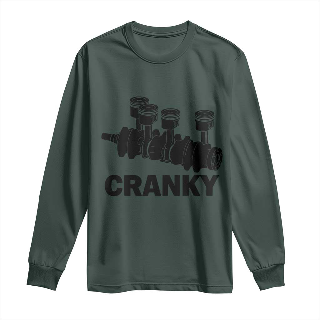 Cranky Car Engine Crankshaft Cars Lover Long Sleeve Shirt Mechanics Father Day TS10 Dark Forest Green Print Your Wear