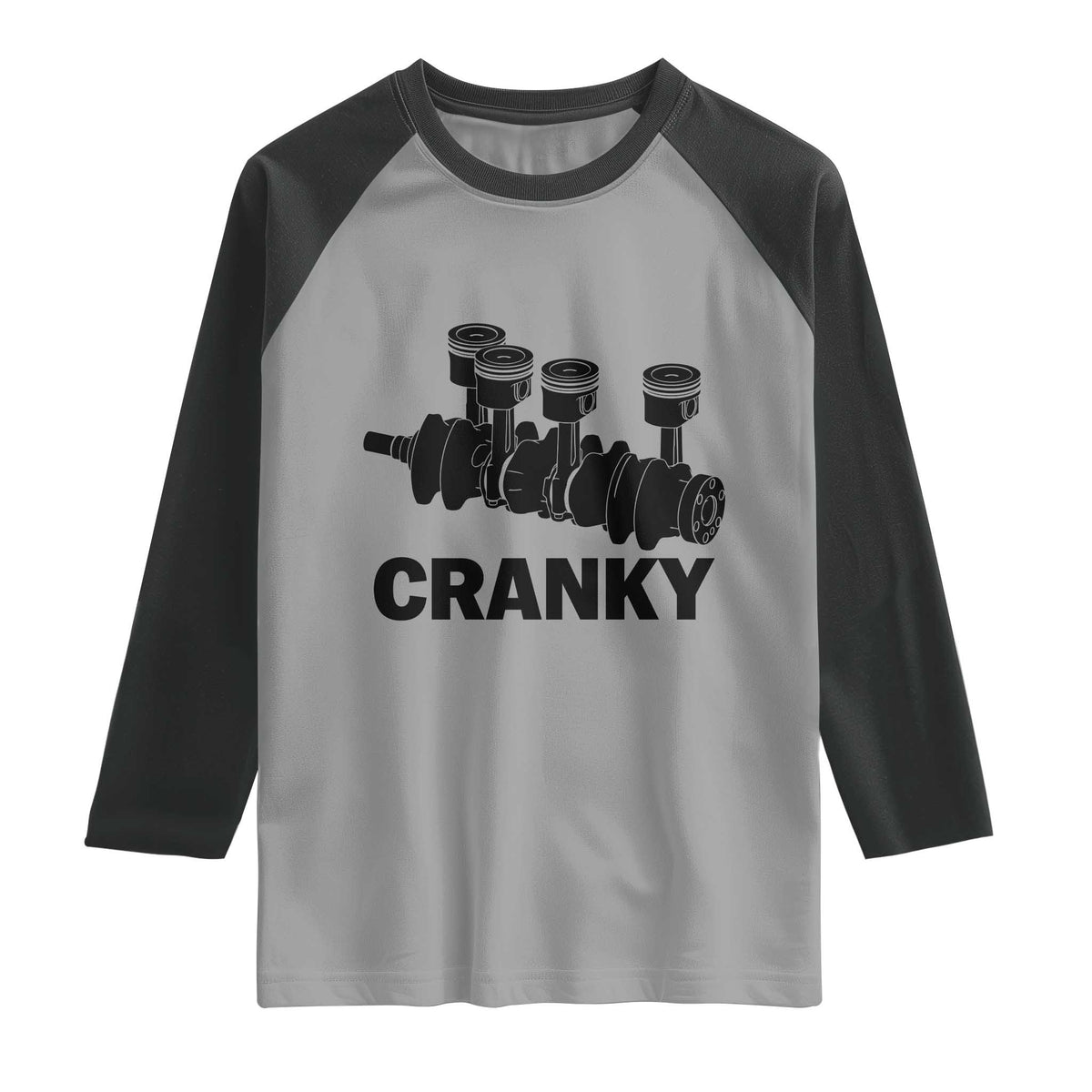 Cranky Car Engine Crankshaft Cars Lover Raglan Shirt Mechanics Father Day TS10 Sport Gray Black Print Your Wear