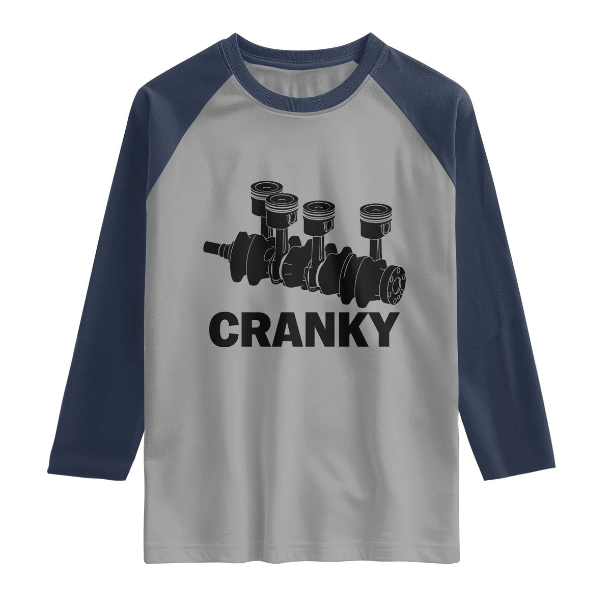 Cranky Car Engine Crankshaft Cars Lover Raglan Shirt Mechanics Father Day TS10 Sport Gray Navy Print Your Wear