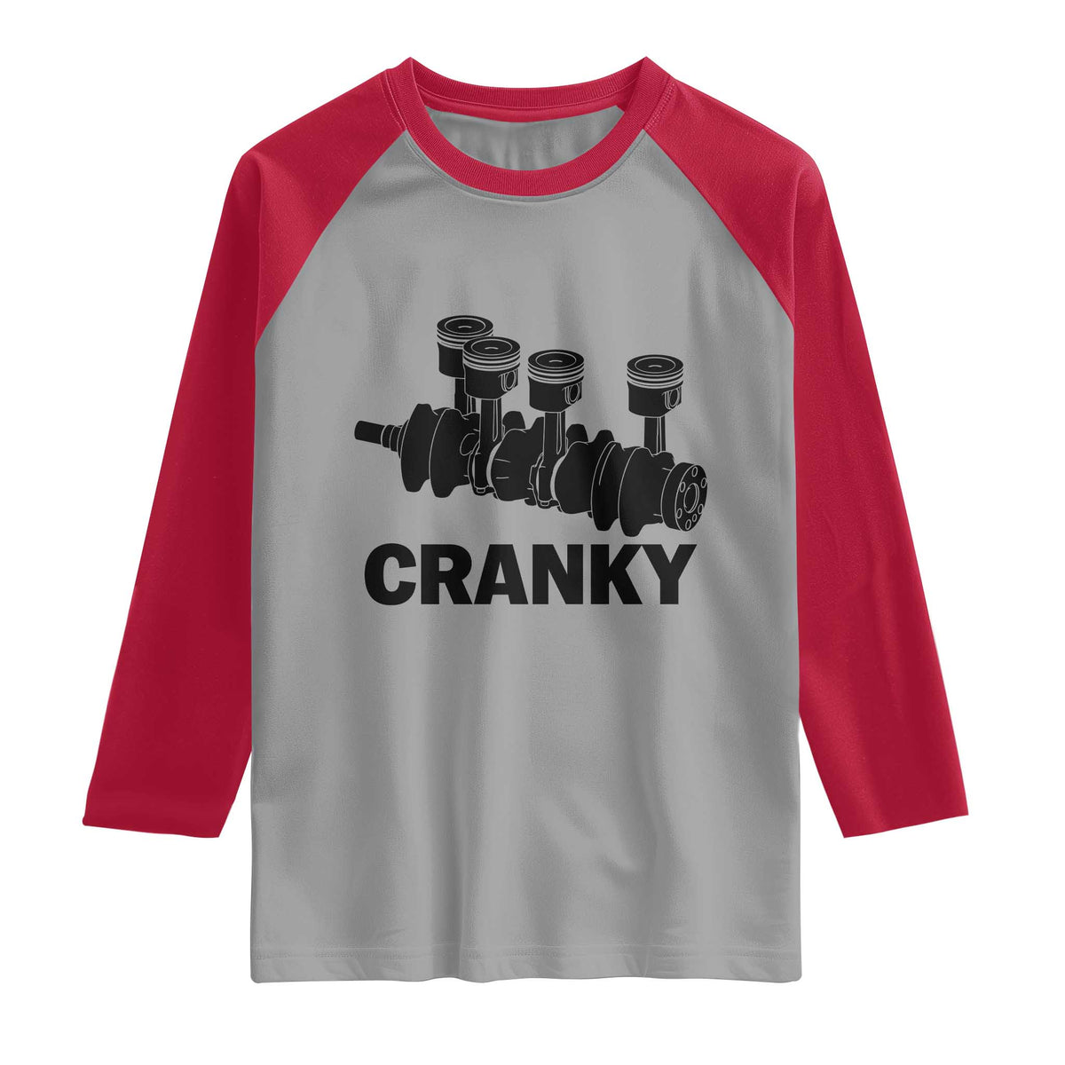 Cranky Car Engine Crankshaft Cars Lover Raglan Shirt Mechanics Father Day TS10 Sport Gray Red Print Your Wear