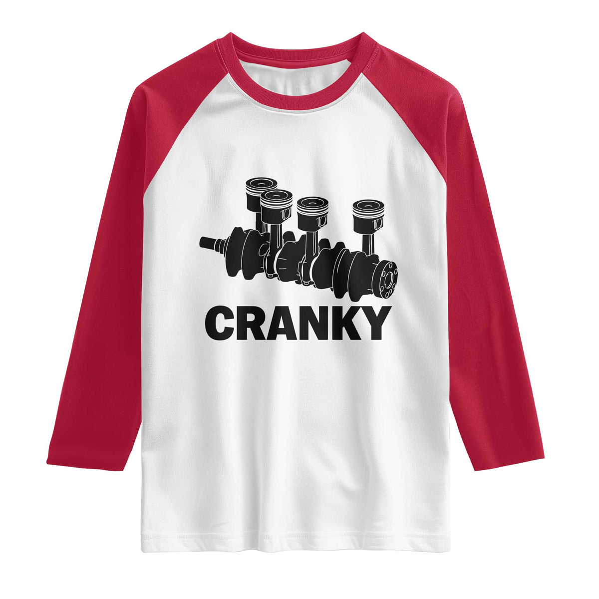 Cranky Car Engine Crankshaft Cars Lover Raglan Shirt Mechanics Father Day TS10 White Red Print Your Wear