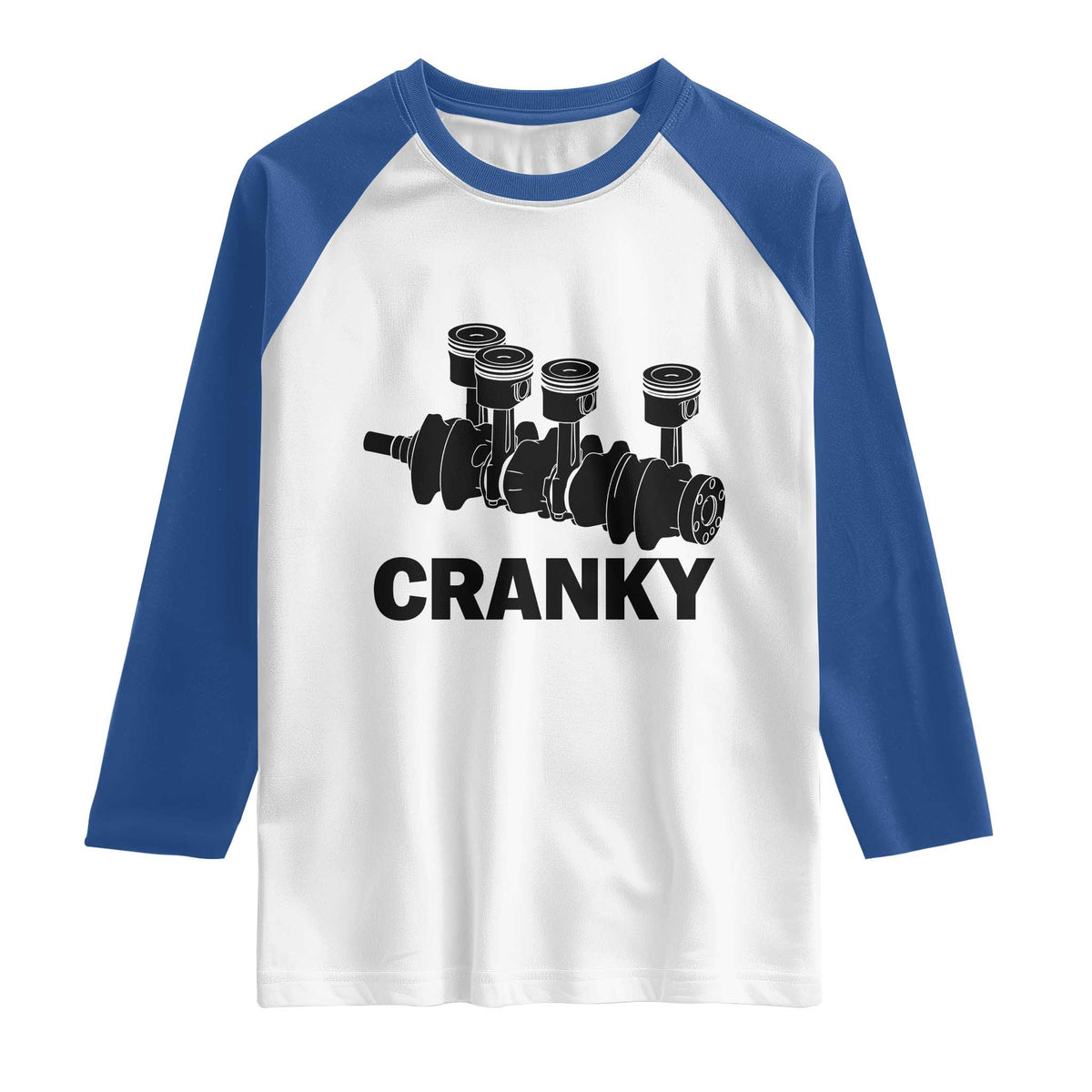 Cranky Car Engine Crankshaft Cars Lover Raglan Shirt Mechanics Father Day TS10 White Royal Print Your Wear