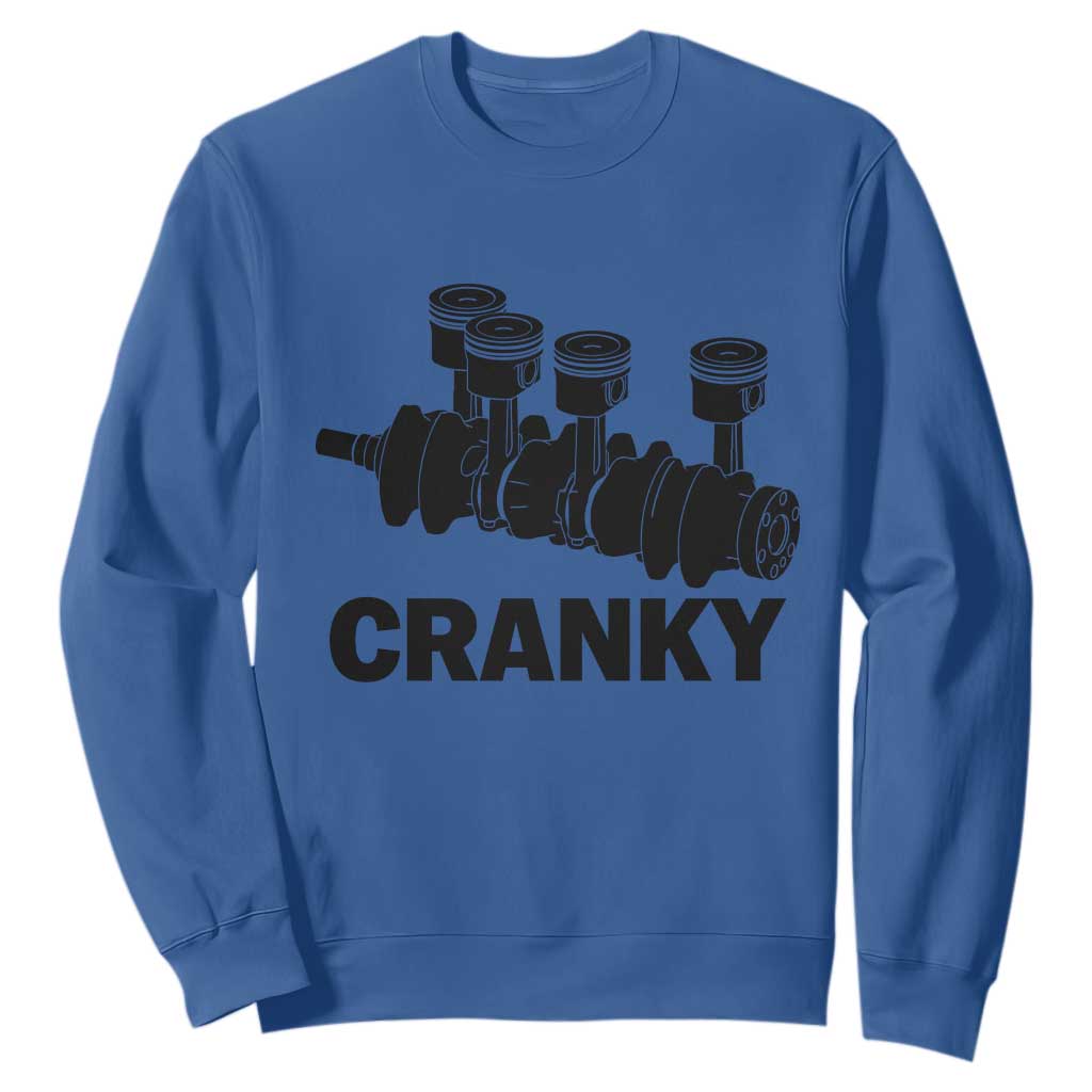 Cranky Car Engine Crankshaft Cars Lover Sweatshirt Mechanics Father Day TS10 Royal Blue Print Your Wear