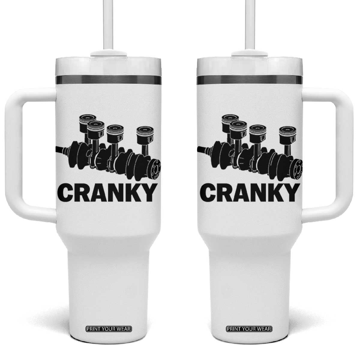 Cranky Car Engine Crankshaft Cars Lover Tumbler With Handle Mechanics Father Day TS10 One Size: 40 oz White Print Your Wear
