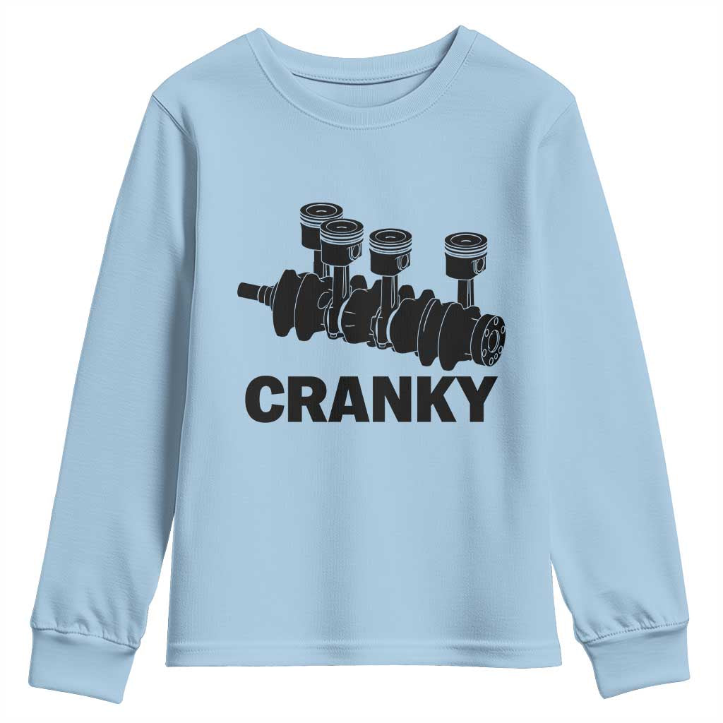Cranky Car Engine Crankshaft Cars Lover Youth Sweatshirt Mechanics Father Day TS10 Light Blue Print Your Wear