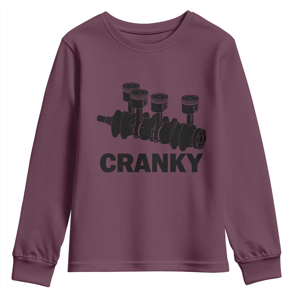 Cranky Car Engine Crankshaft Cars Lover Youth Sweatshirt Mechanics Father Day TS10 Maroon Print Your Wear