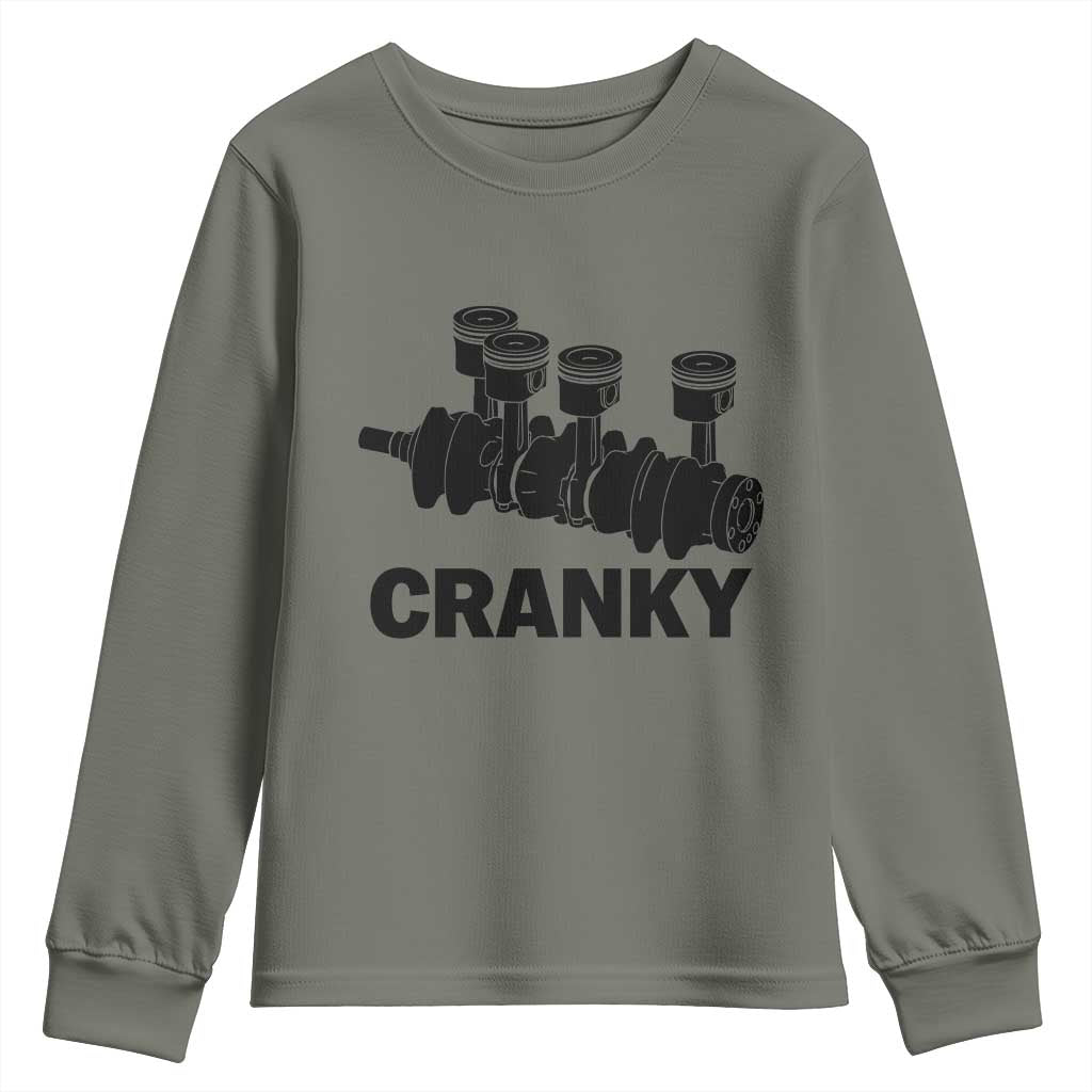 Cranky Car Engine Crankshaft Cars Lover Youth Sweatshirt Mechanics Father Day TS10 Military Green Print Your Wear