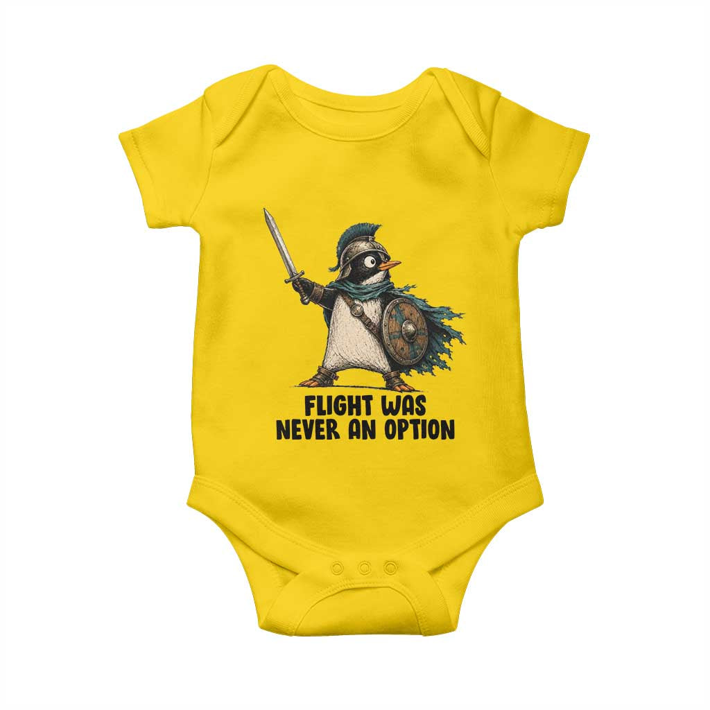 Flight Was Never An Option Funny Penguin Baby Onesie Sarcastic Dark Humor Animal TS10 Daisy Print Your Wear