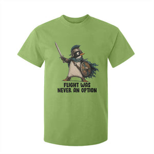 Flight Was Never An Option Funny Penguin T Shirt For Kid Sarcastic Dark Humor Animal TS10 Lime Print Your Wear