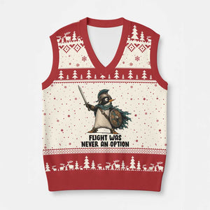 Flight Was Never An Option Funny Penguin V-Neck Knit Sweater Vest Sarcastic Dark Humor Animal TS10 Beige Red Print Your Wear