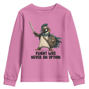 Flight Was Never An Option Funny Penguin Youth Sweatshirt Sarcastic Dark Humor Animal TS10 Azalea Print Your Wear