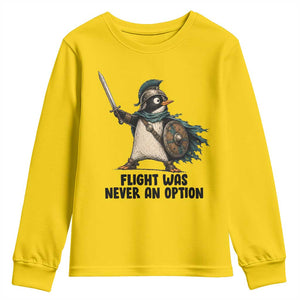 Flight Was Never An Option Funny Penguin Youth Sweatshirt Sarcastic Dark Humor Animal TS10 Daisy Print Your Wear