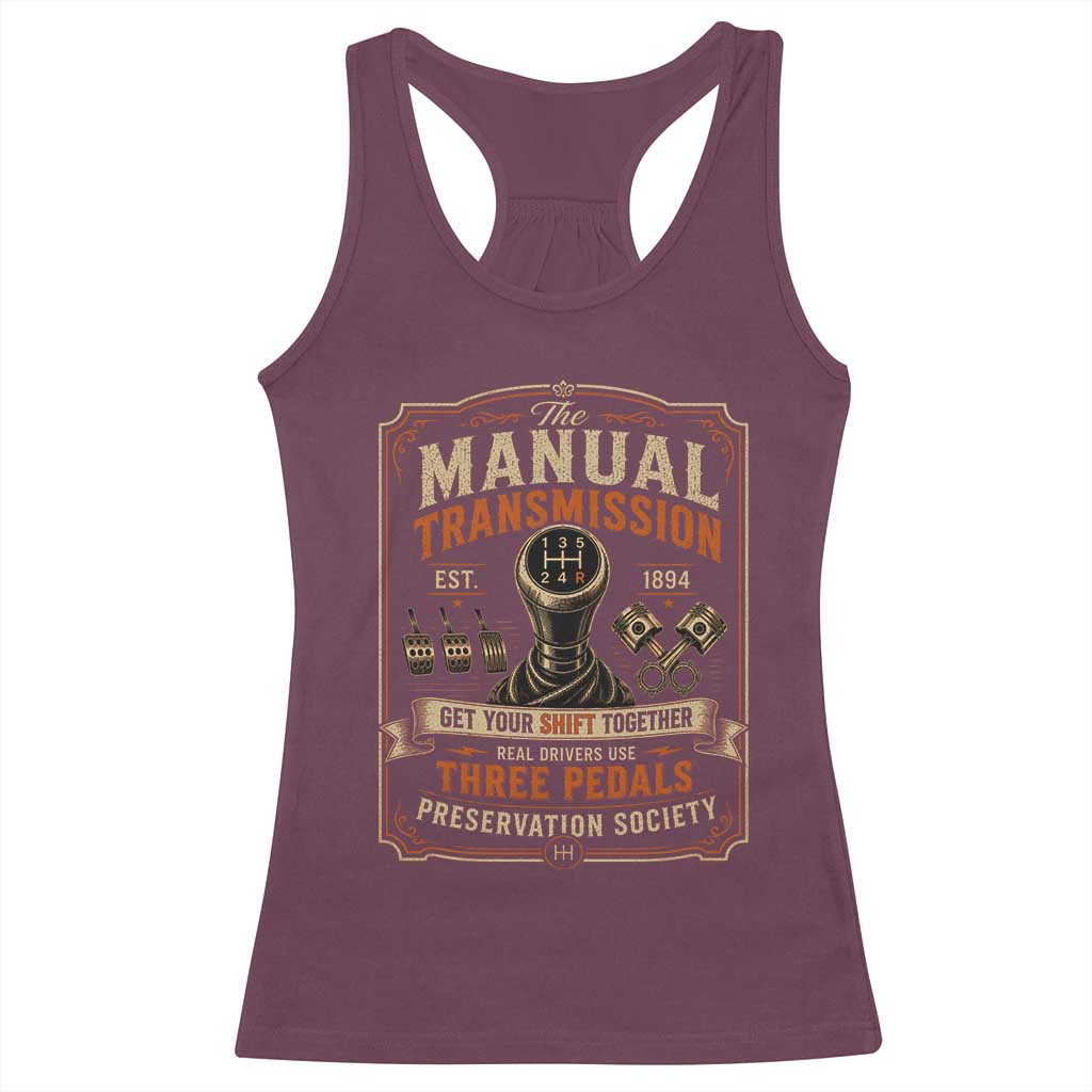 Car Guy Racerback Tank Top The Manual Transmission Preservation Society TS10 Maroon Print Your Wear