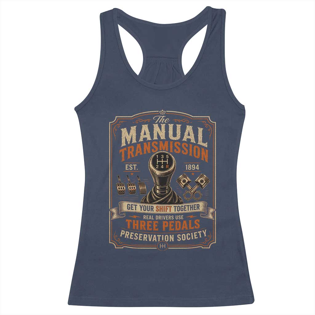 Car Guy Racerback Tank Top The Manual Transmission Preservation Society TS10 Navy Print Your Wear
