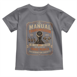 Car Guy Toddler T Shirt The Manual Transmission Preservation Society TS10 Charcoal Print Your Wear