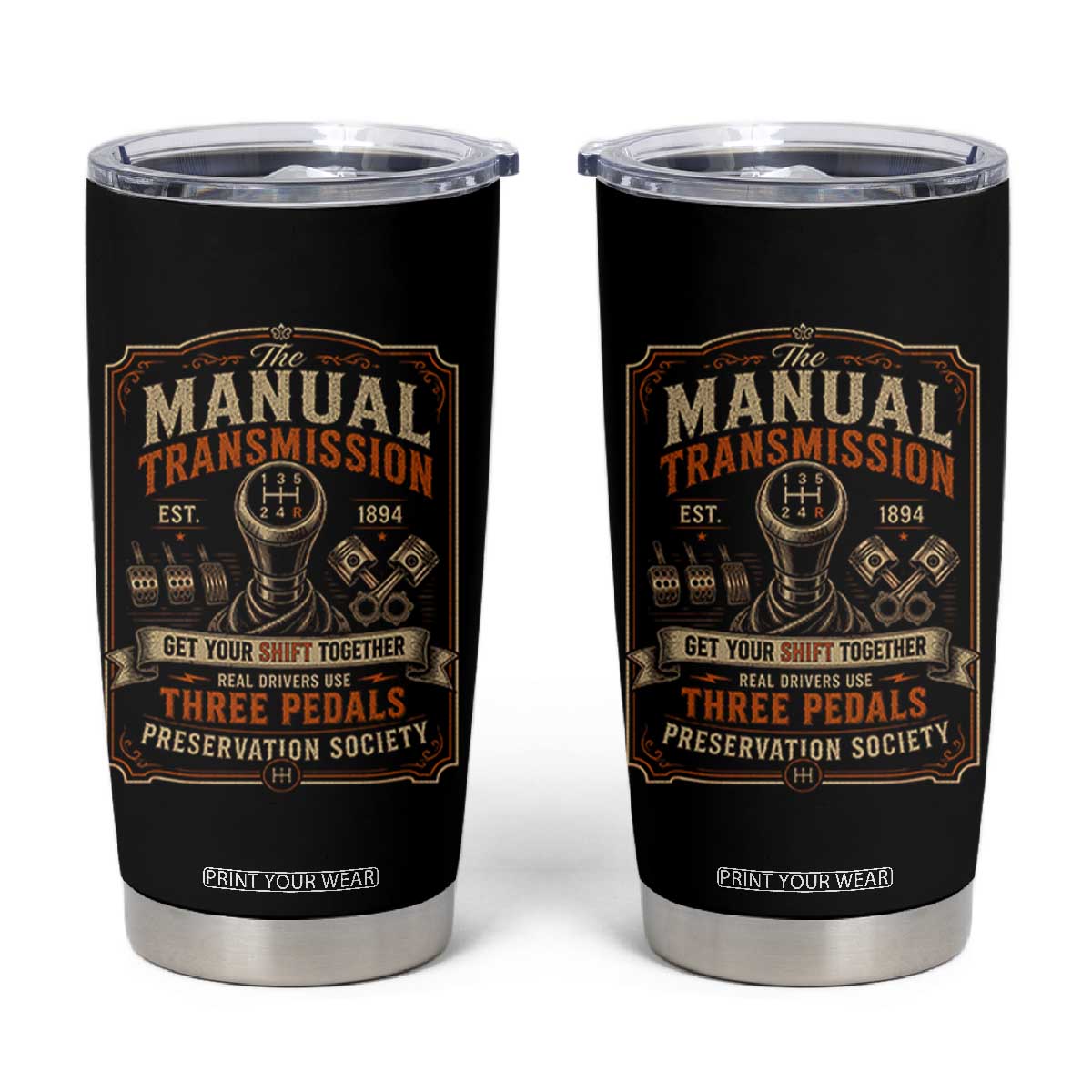 Car Guy Tumbler Cup The Manual Transmission Preservation Society TS10 Black Print Your Wear