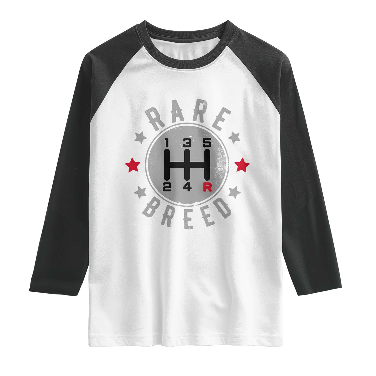 Rare Breed Manual Transmission Stick Shift Driver Raglan Shirt Vintage Distressed Graphic