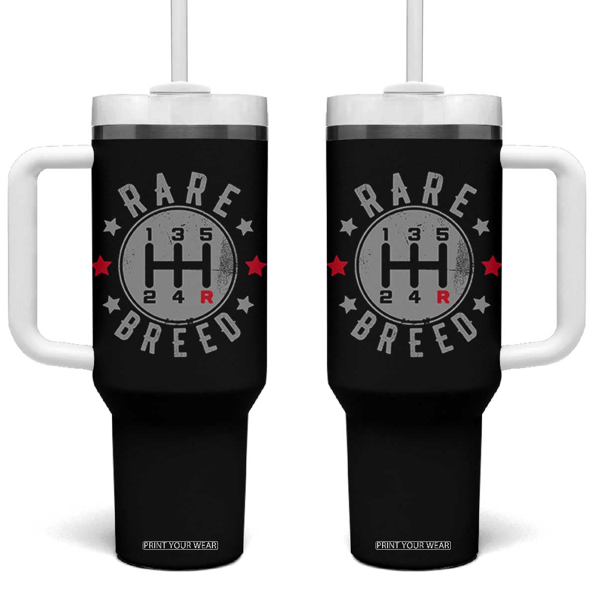 Rare Breed Manual Transmission Stick Shift Driver Tumbler With Handle Vintage Distressed Graphic