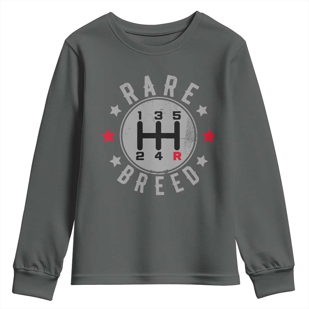 Rare Breed Manual Transmission Stick Shift Driver Youth Sweatshirt Vintage Distressed Graphic