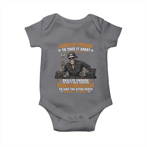 Mechanic Skeleton Baby Onesie Curious Enough to Take It Apart Car Auto Repair Garage
