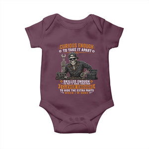 Mechanic Skeleton Baby Onesie Curious Enough to Take It Apart Car Auto Repair Garage