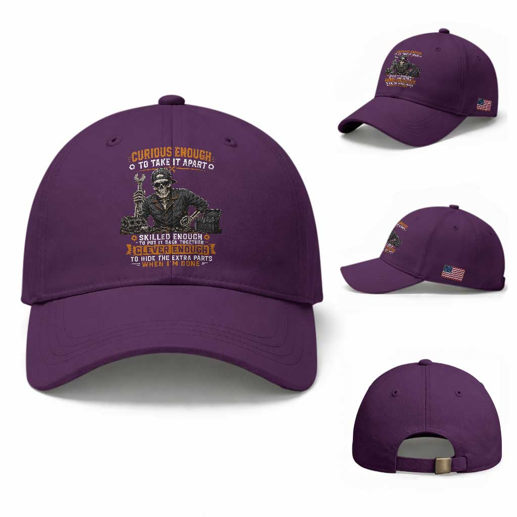 Mechanic Skeleton Baseball Cap Curious Enough to Take It Apart Car Auto Repair Garage