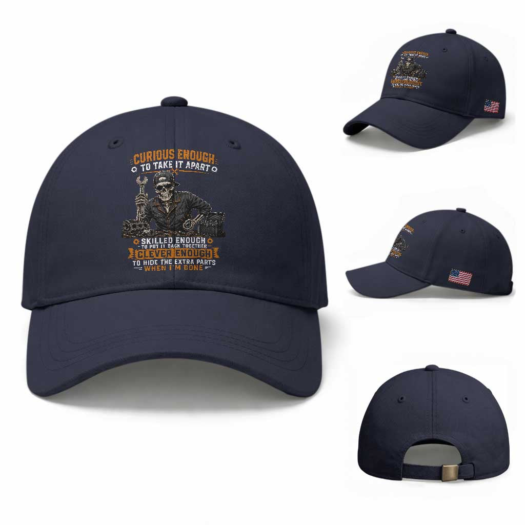 Mechanic Skeleton Baseball Cap Curious Enough to Take It Apart Car Auto Repair Garage