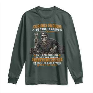 Mechanic Skeleton Long Sleeve Shirt Curious Enough to Take It Apart Car Auto Repair Garage