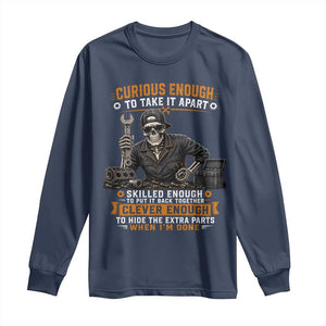 Mechanic Skeleton Long Sleeve Shirt Curious Enough to Take It Apart Car Auto Repair Garage