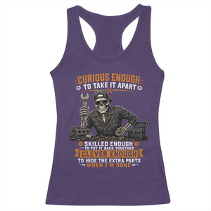 Mechanic Skeleton Racerback Tank Top Curious Enough to Take It Apart Car Auto Repair Garage