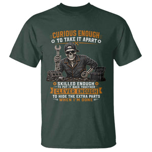 Mechanic Skeleton T Shirt Curious Enough to Take It Apart Car Auto Repair Garage