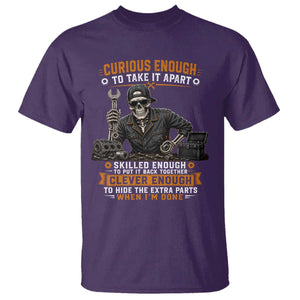 Mechanic Skeleton T Shirt Curious Enough to Take It Apart Car Auto Repair Garage