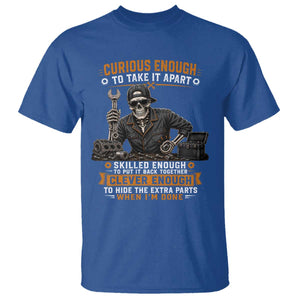 Mechanic Skeleton T Shirt Curious Enough to Take It Apart Car Auto Repair Garage