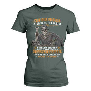 Mechanic Skeleton T Shirt For Women Curious Enough to Take It Apart Car Auto Repair Garage