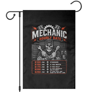 Mechanic Skeleton Garden Flag Funny Hourly Rate Auto Car Garage Labor Rates