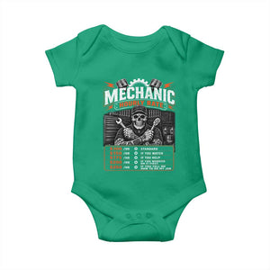 Mechanic Skeleton Baby Onesie Funny Hourly Rate Auto Car Garage Labor Rates