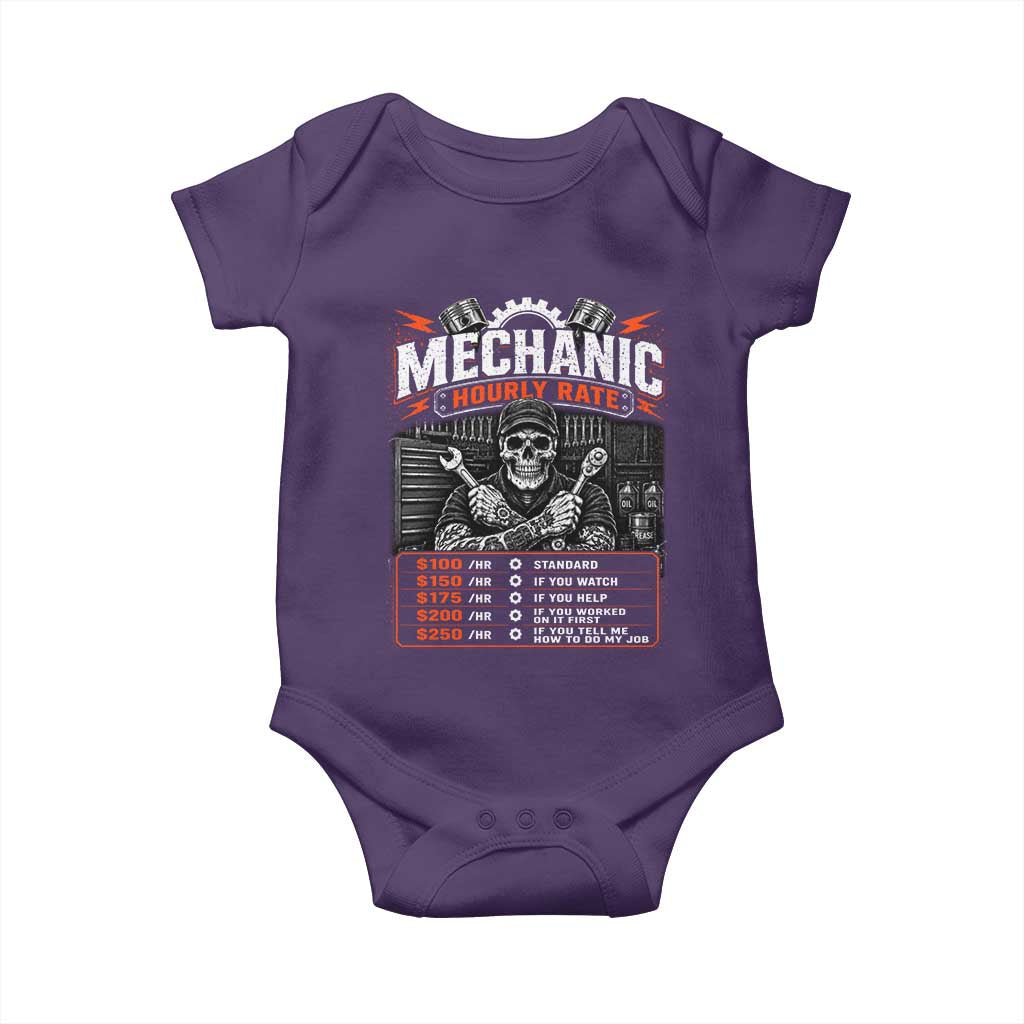 Mechanic Skeleton Baby Onesie Funny Hourly Rate Auto Car Garage Labor Rates