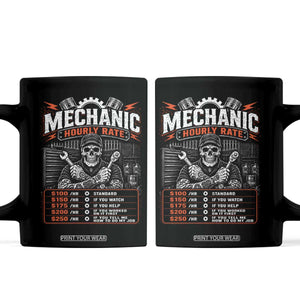 Mechanic Skeleton Coffee Mug Funny Hourly Rate Auto Car Garage Labor Rates