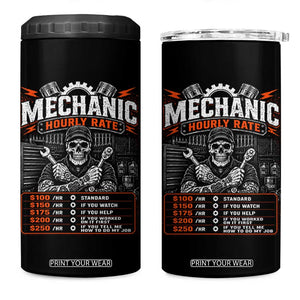 Mechanic Skeleton 4 in 1 Can Cooler Tumbler Funny Hourly Rate Auto Car Garage Labor Rates