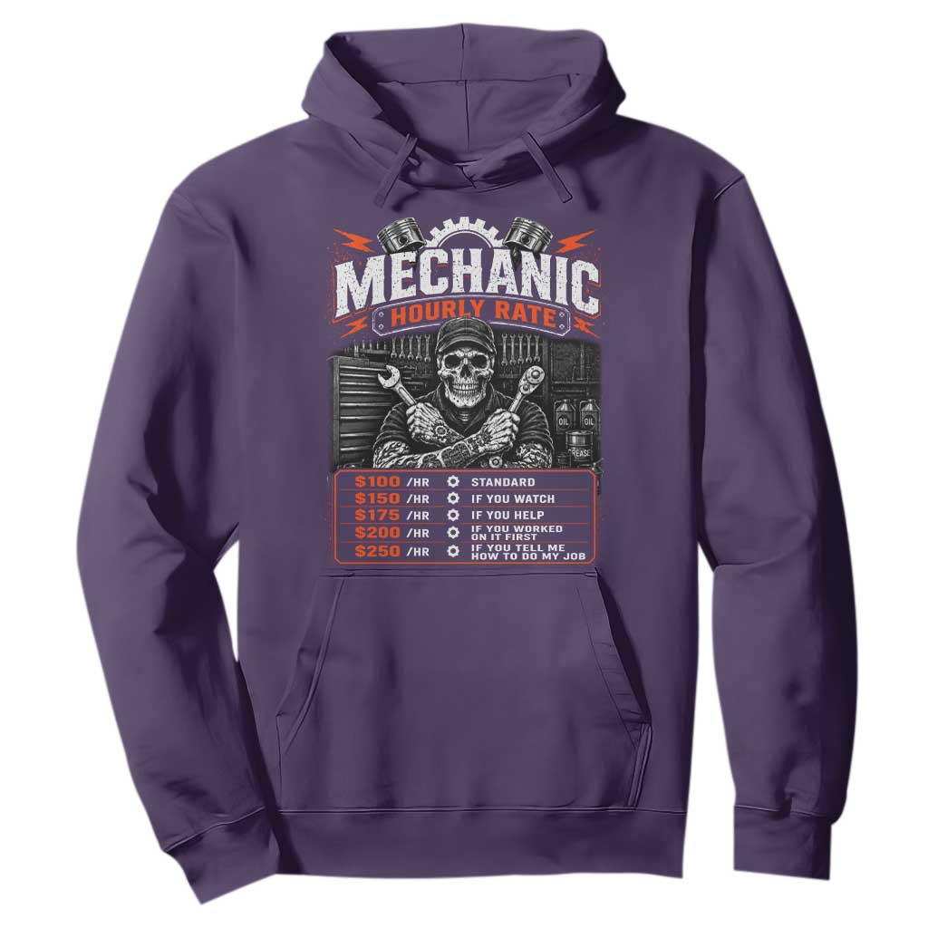 Mechanic Skeleton Hoodie Funny Hourly Rate Auto Car Garage Labor Rates