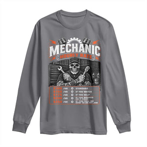 Mechanic Skeleton Long Sleeve Shirt Funny Hourly Rate Auto Car Garage Labor Rates