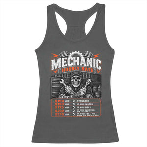 Mechanic Skeleton Racerback Tank Top Funny Hourly Rate Auto Car Garage Labor Rates