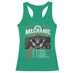 Mechanic Skeleton Racerback Tank Top Funny Hourly Rate Auto Car Garage Labor Rates
