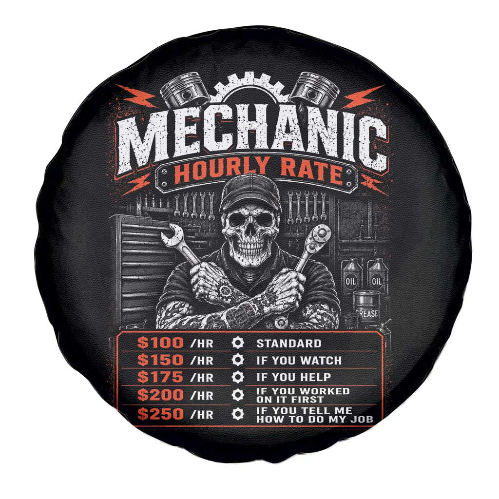 Mechanic Skeleton Spare Tire Cover Funny Hourly Rate Auto Car Garage Labor Rates