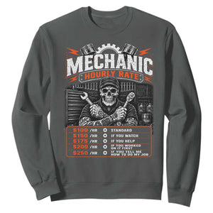 Mechanic Skeleton Sweatshirt Funny Hourly Rate Auto Car Garage Labor Rates