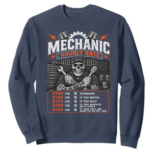 Mechanic Skeleton Sweatshirt Funny Hourly Rate Auto Car Garage Labor Rates