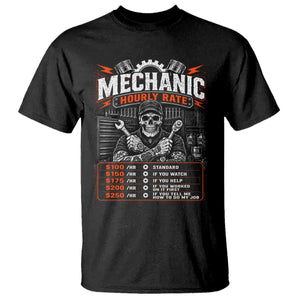 Mechanic Skeleton T Shirt Funny Hourly Rate Auto Car Garage Labor Rates